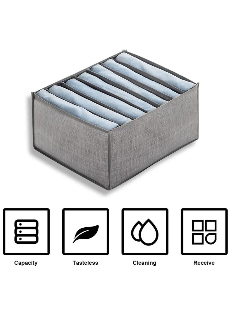 2 Pcs 7 Grids Drawer Dividers For Clothes Wardrobe Clothes Organizer Washable Closet Drawer Organizer Clothing Compartment Storage Box For Thin Coats Jeans Trousers Leggings Sweaters T Shirts (Grey)  - Image 3