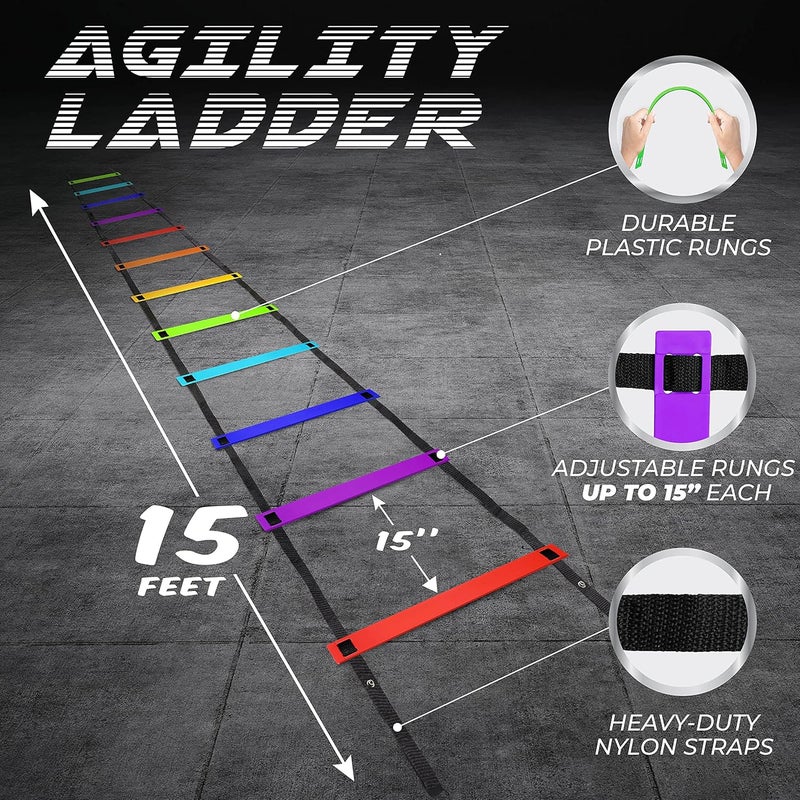 Yes4All Agility Ladder Speed Training Equipment, Adjustable Football Ladder for All Ages with Carry Bag, Durable, Portable, Multiple Colors & Rungs - Image 2