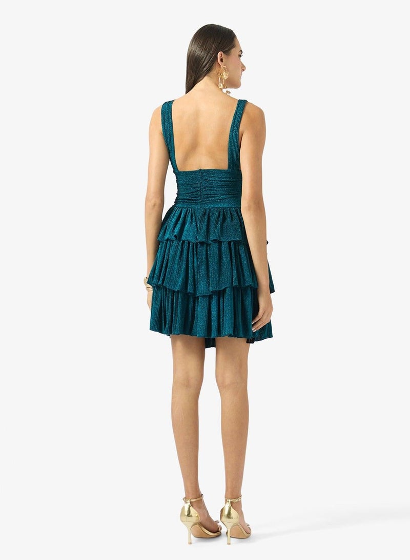 Ginger Sweetheart Neck Strar Accent Detail Tired Dress - Image 3