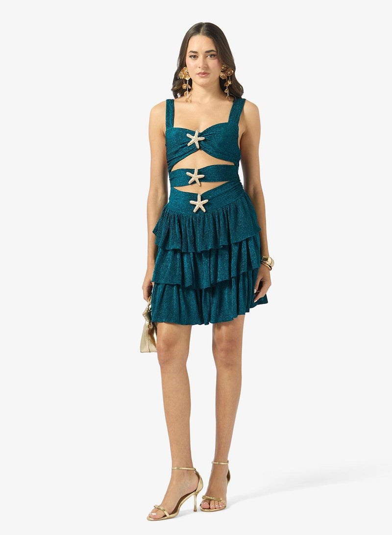 Ginger Sweetheart Neck Strar Accent Detail Tired Dress - Image 5