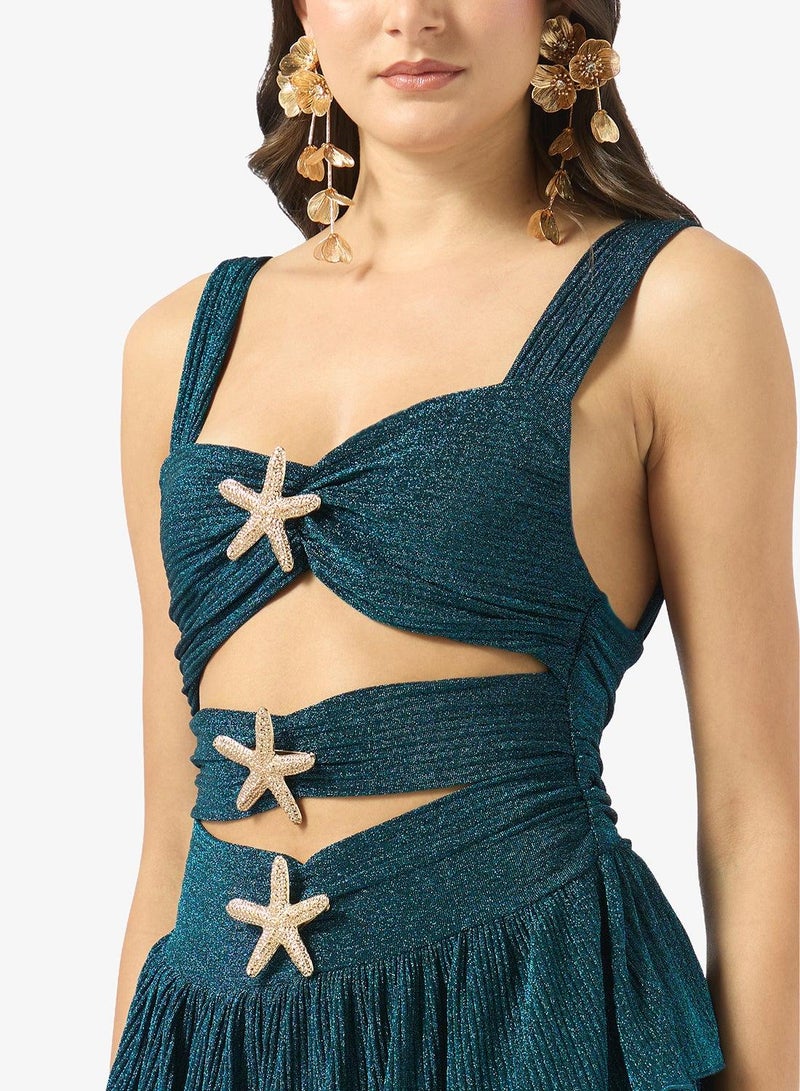 Ginger Sweetheart Neck Strar Accent Detail Tired Dress - Image 4