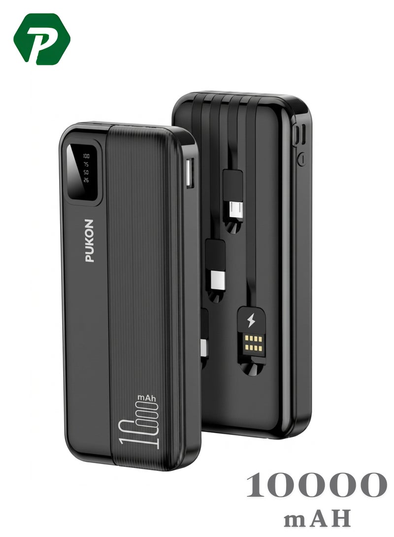 Pukon 10000mAh Fast Charging Power Bank Black – Portable Charger for iPhone 16/15/14, Samsung Galaxy S25/S24 Ultra, Xiaomi, Huawei, Oppo & More – Dual USB Output, Airline Approved, Over Voltage, Over Discharge & Short Circuit Protection - Image 1