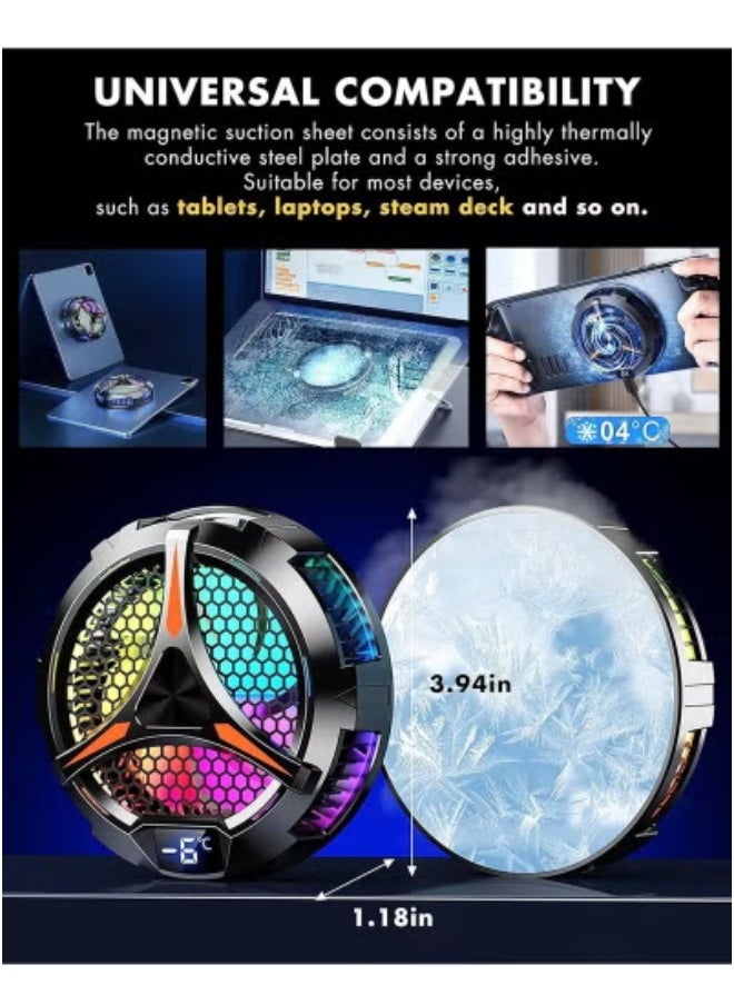 TIGER Magnetic Tablet Cooler for iPad, Surface Pro, Samsung Tab, Steam Deck | Universal RGB Radiator with Smart Temperature Display | USB-Powered Gaming & Streaming Fan Cooler | Lightweight, Portable Cooling Pad for Overheating Protection & Long Device Life  - Image 3