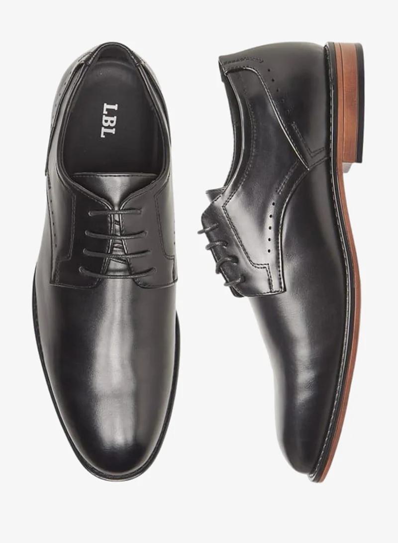 LBL by Shoexpress BLACK Solid Derby Shoes With Lace-Up Closure for Men | Best Price UAE