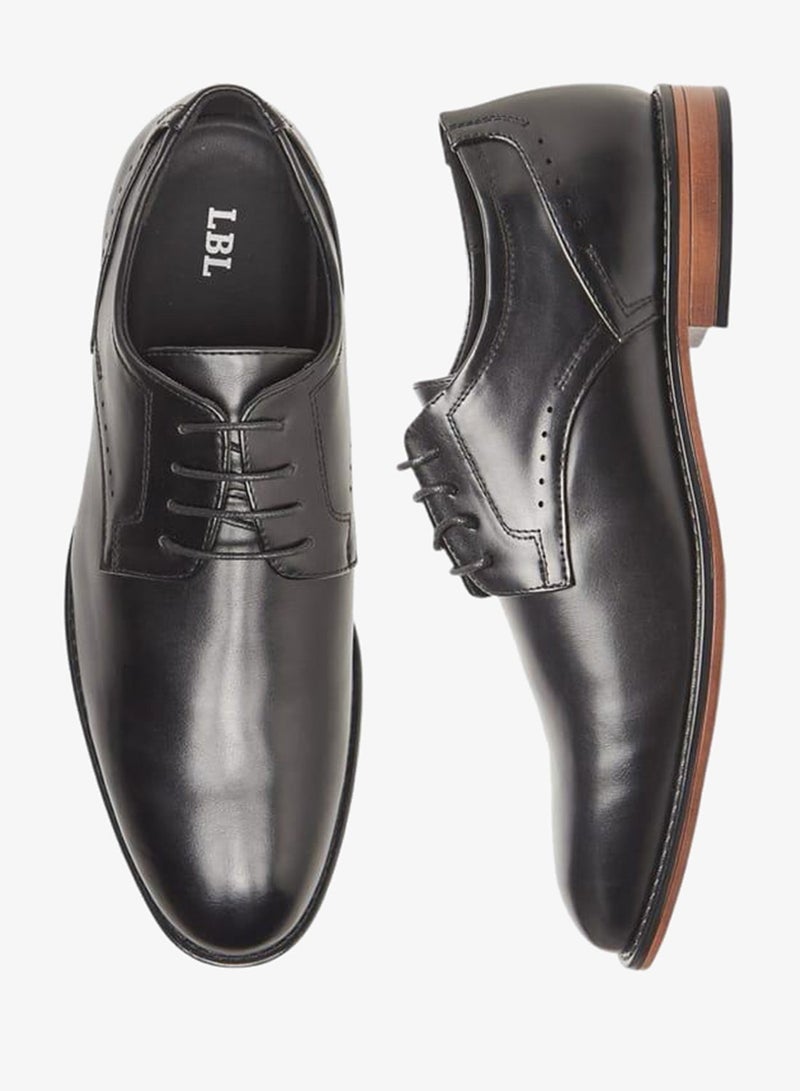 LBL by Shoexpress Solid Derby Shoes With Lace-Up Closure - Image 2
