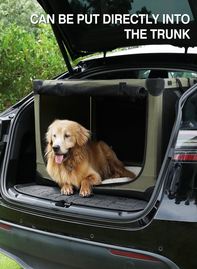 Veraste 30 Inch Collapsible Travel Dog Crate for Medium Large Dogs, Portable Dog Crate 4-Door Foldable Soft Kennel with Chew-Proof Mesh Windows for Indoor & Outdoor Travel,with Storage Bag,Green - Image 5