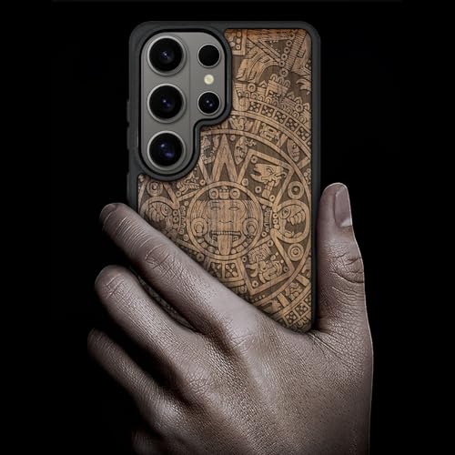 Carveit Magnetic Wooden Case for Samsung Galaxy S26 Ultra Case 2026, TPU Shockproof Cover & Wood Artisan Engraved, Compatible with MagSafe Wireless Chargers (The Maya Calendar) Walnut - Image 2