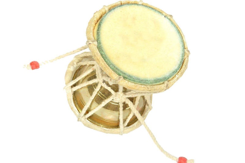 Aone آلة موسيقية هندية مصنوعة يدويًا من النحاس الدامرو / دامرو للكيرتان ارتفاع: 4.75 بوصة - Image 2