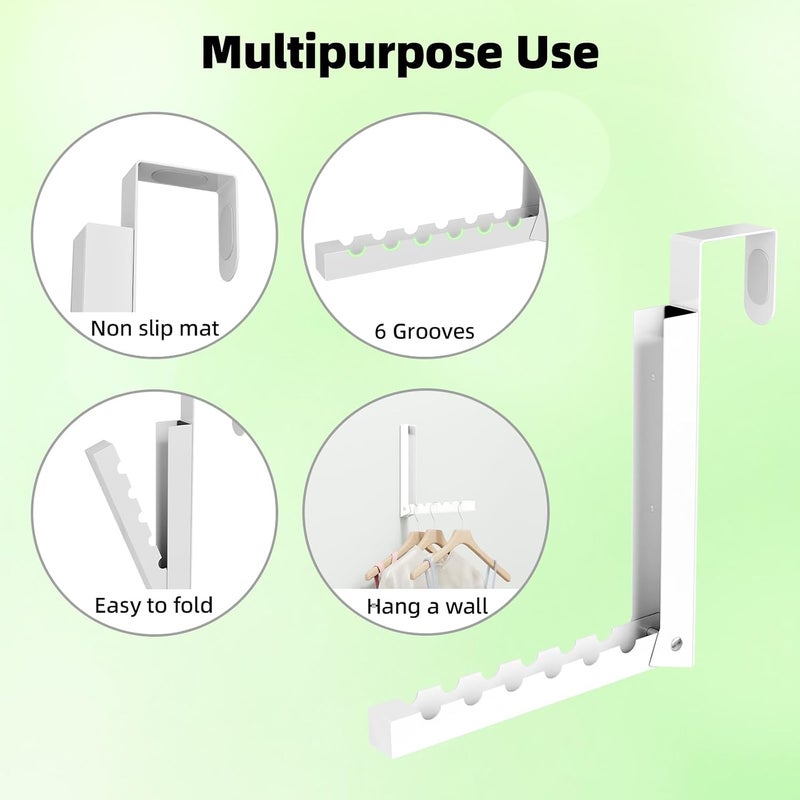 BAKON Over The Door Hanger Folding Clothes Drying Rack, Folding Hanging Coat Rack for Indoor Laundry Room Compact Small Space Foldable Portable Clothing Hanger Hook Collapsible- 4 Pack(White) - Image 5
