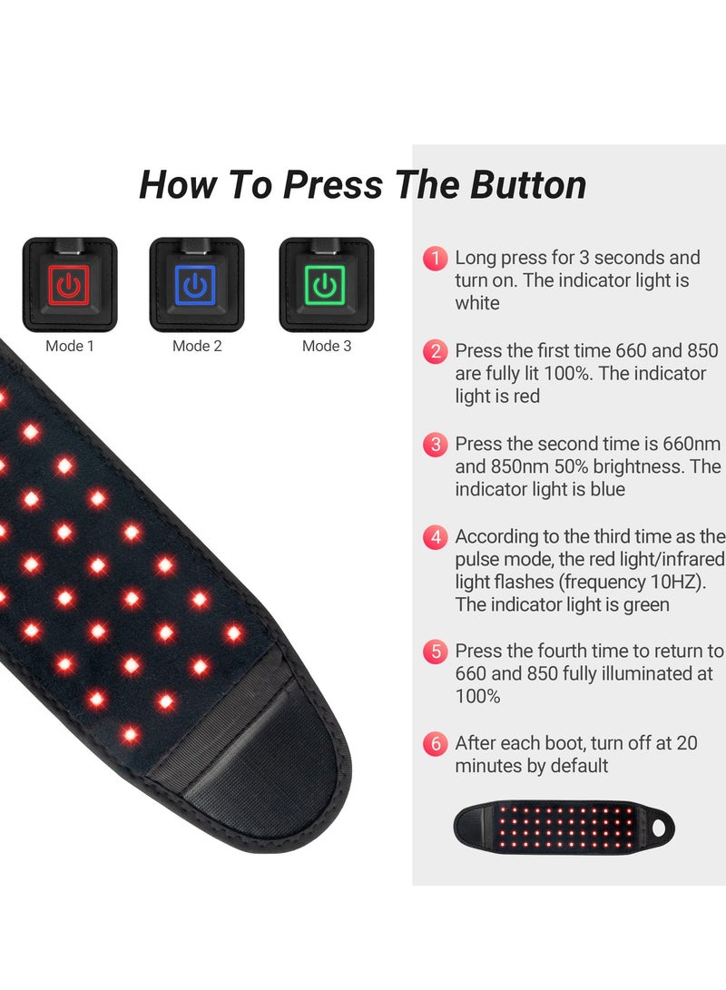 KASTWAVE Red Infrared Light Device, 660nm & 808nm LED Infrared Red Light Lamp, Soft Universal Pad, Red and Near-Infrared Light Belt for Wrist, Muscle, Back, Knee, Shoulder, Portable USB Cable Use  - Image 5