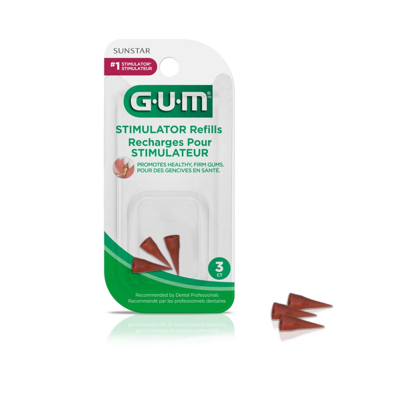 GUM Stimulator Refills - 3 Rubber Tips Included - Compatible with The Stimulator Permanent Handle - Massager, Plaque Removal Health, 3 Count (Pack of 1) - Image 1