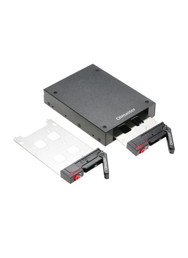 NIBEMINENT 2 Bays Mobile Rack With Key Lock LED Indicator Support Black  - Image 3