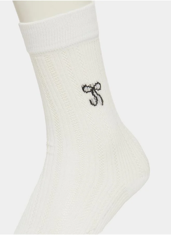 Styli Pack of 3 - Bow Detail Crew Length Socks