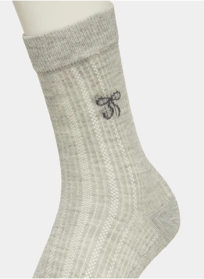 Styli Pack of 3 - Bow Detail Crew Length Socks