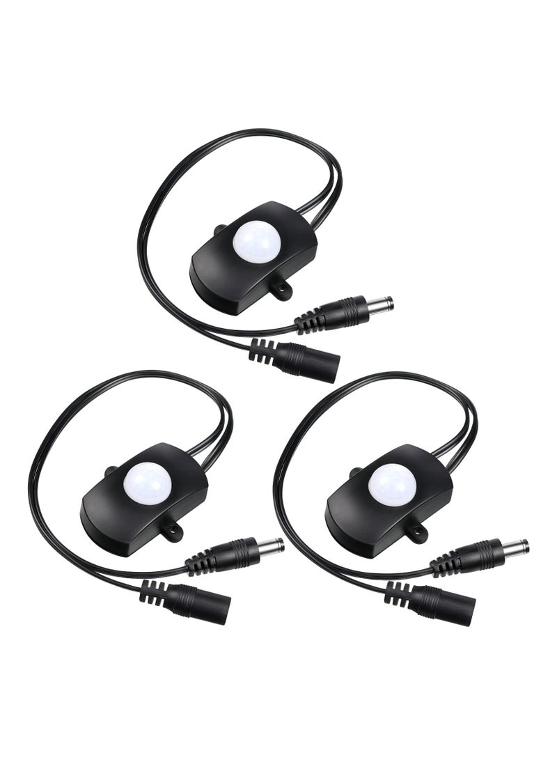 Suntown Motion Activated Sensor Light Switch, Direct Current 5V-24V 5A PIR Occupancy Motion Sensor with Direct Current Coupler Cable for Gun Safe, Kitchen Cabinet, Pantry, Closet led Lighting (3 Pieces) - Image 1