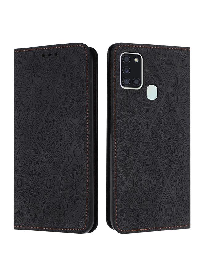 S-TOP Case For Samsung Galaxy A21s Ethnic Embossed Adsorption Leather Phone Case - Image 1