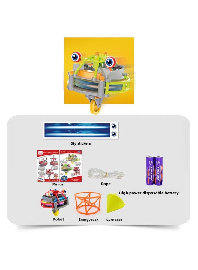 Black Technology Wire Walking Single Wheel Robot Self-balancing Tumbler Interesting Exotic Children's Creative Toys-Color:Wire-walking Wheelbarrow [yellow] +2 High-power Disposable Batteries  - Image 1
