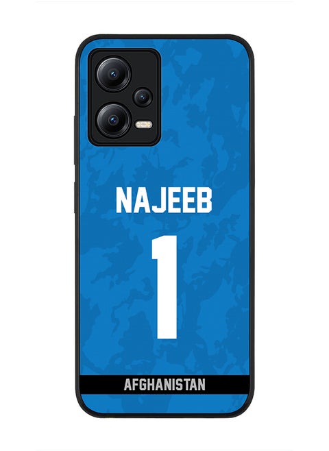 Cover for Poco X5 / Redmi Note 12 5G, Rugged Black Slim fit Flexible Thin Protective Phone Cases - Player Name - Najibullah Zadran, Jersey Number- 1