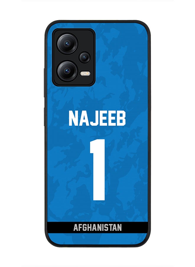 Stylizedd - Cover for Poco X5 / Redmi Note 12 5G, Rugged Black Slim fit Flexible Thin Protective Phone Cases - Player Name - Najibullah Zadran, Jersey Number- 1 - Image 1