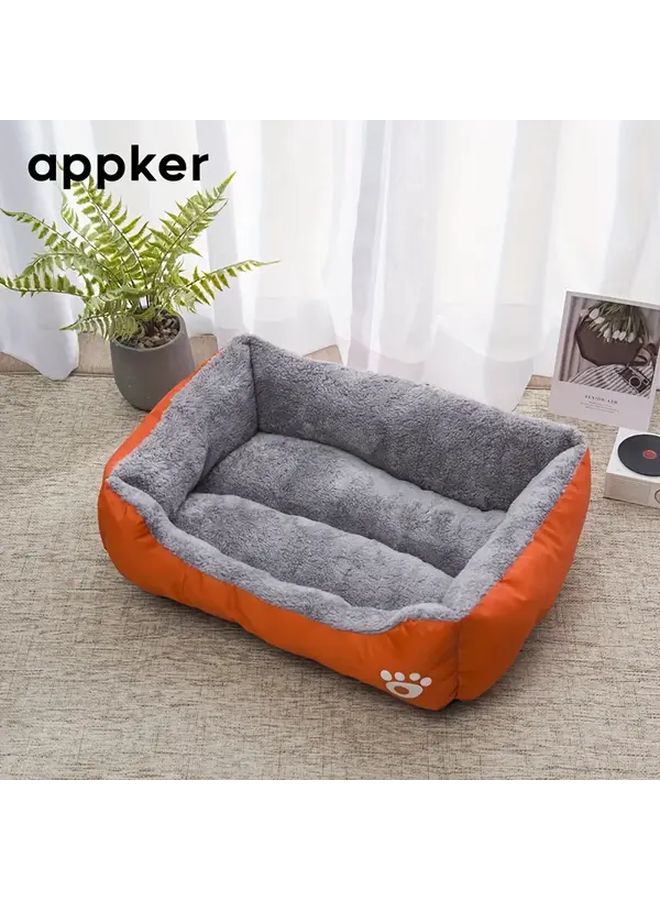 سرير كلب بلش كبير برتقالي مريح ومريح للأثاث الداخلي والخارجي للحيوانات الأليفة - Image 1