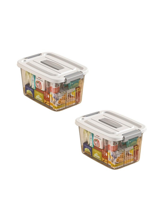 HoopVool Clear Storage Container Box, Stackable Storage Bin with Lid, Plastic Container with Heavy Duty Latches to Organize, White Lid. (PACK OF - 2, No.1-9.5 X 7 X 5.5 INCH) - Image 1