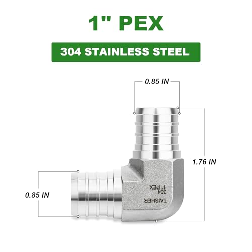 TAISHER 2PCS 304 Stainless Steel 90 Degree Elbow Pex Fittings 1 Pex Fitting With 4PCS Hose Clamp For Pex Tubing Pipe - Image 3