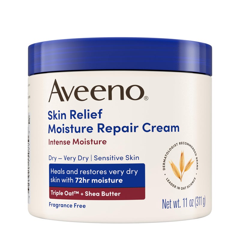 Aveeno Skin Relief Intense Moisture Repair Body Cream with Triple Oat & Shea Butter Formula, Helps Heal, Repair & Restore Very Dry Skin with Long-Lasting Moisture, Fragrance-Free, 11 oz - Image 4