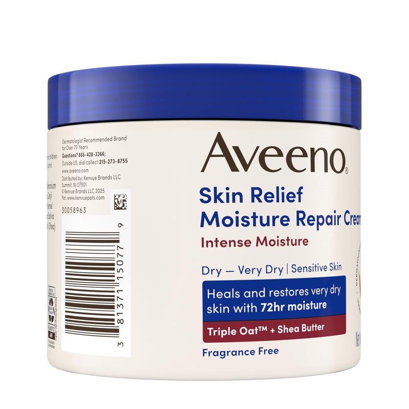 Aveeno Skin Relief Intense Moisture Repair Body Cream with Triple Oat & Shea Butter Formula, Helps Heal, Repair & Restore Very Dry Skin with Long-Lasting Moisture, Fragrance-Free, 11 oz - Image 5