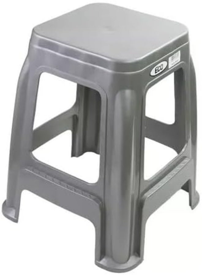 Day To Day كرسي عالي بلاستيكي يومي، شكل مربع، ارتفاع 48 سم (رمادي) - Image 1