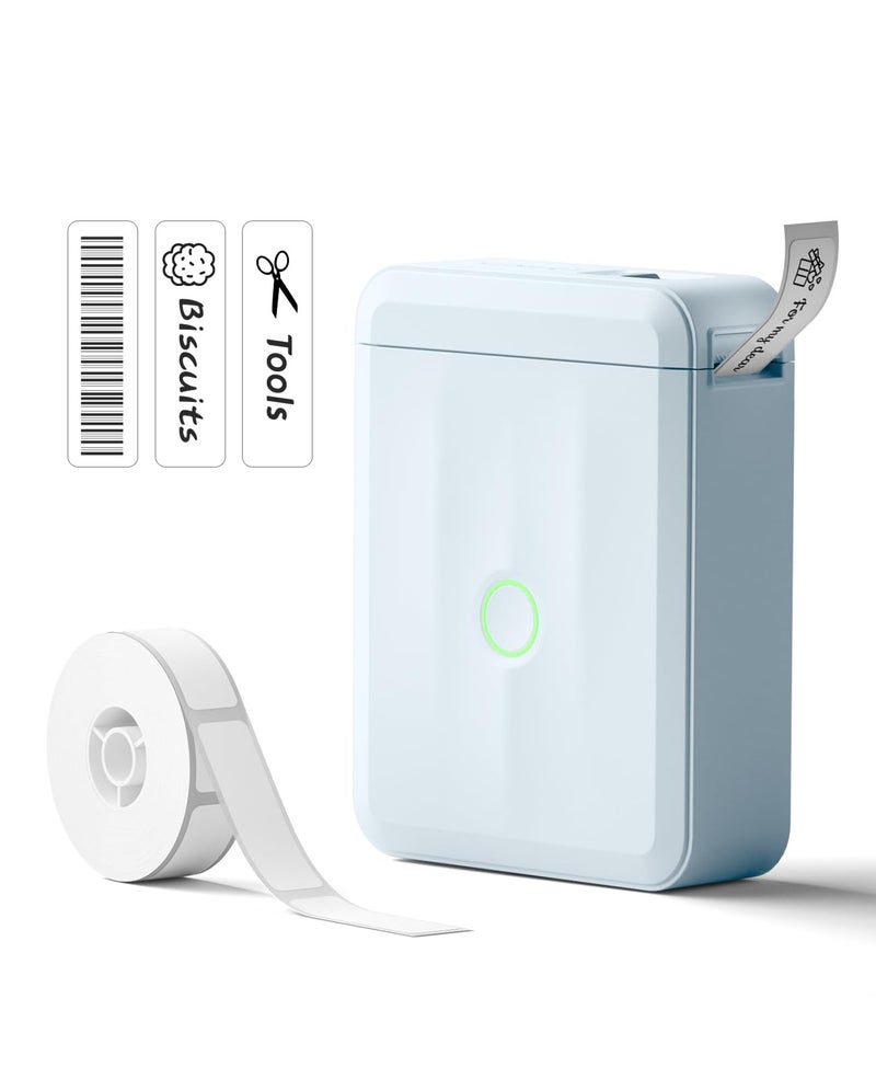 NIIMBOT Label Maker Machine Bluetooth Label Printer for School Home Office Organization, Wireless Mini Label Maker D110 Upgraded Version, Sticker Label Maker with 1 Roll Label, Light Blue - Image 1