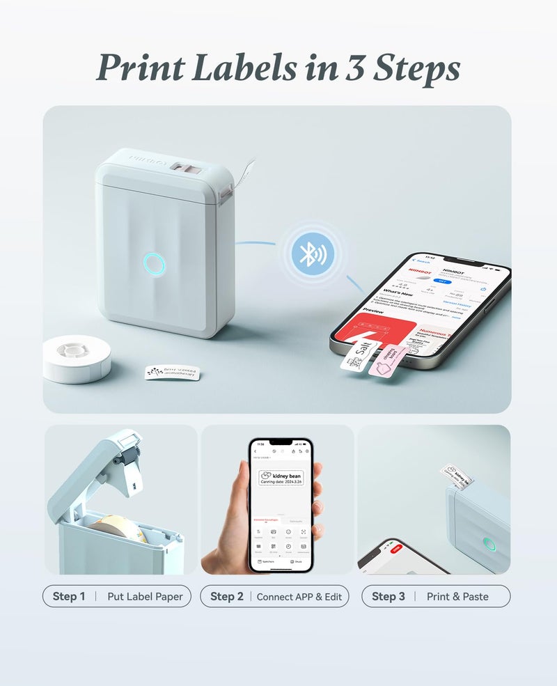 NIIMBOT Label Maker Machine Bluetooth Label Printer for School Home Office Organization, Wireless Mini Label Maker D110 Upgraded Version, Sticker Label Maker with 1 Roll Label, Light Blue - Image 5