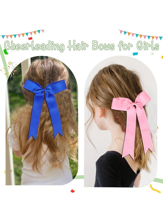 Hipcheer 20pcs Collegiate Style Cheer Bows for Girls, Long Tail Skinny Cheer Bow Ponytail Holder Handmade Bows for Girls Teens Softball Cheerleader Sports (Red) - Image 2
