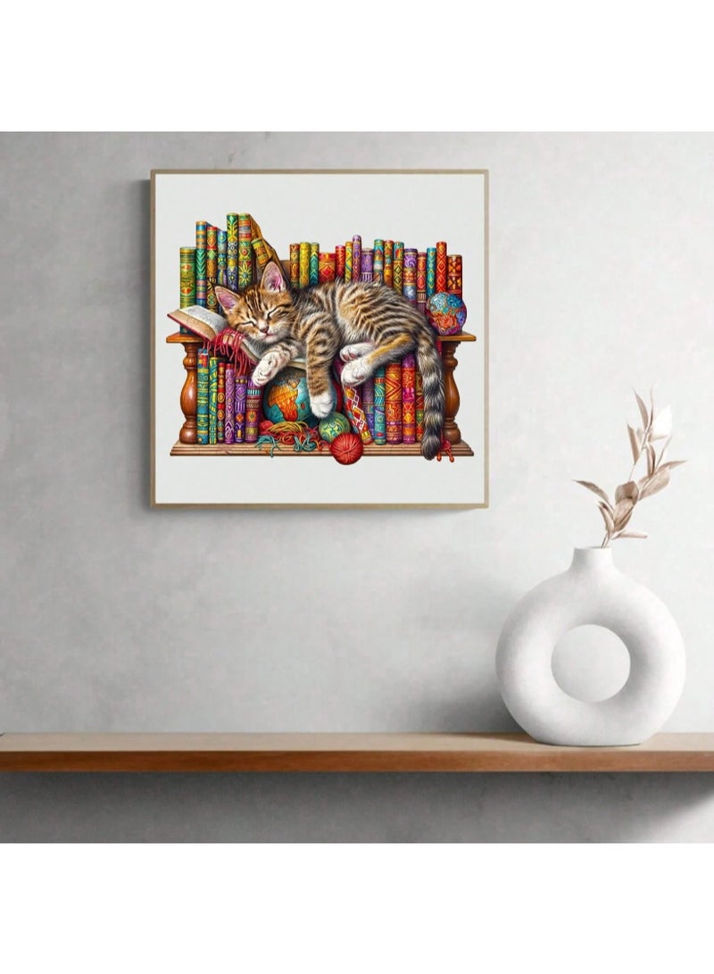 لغز خشبي ثلاثي الأبعاد بشكل قطة 11.3 × 14 سم – بازل ملون بتصميم فني، لعبة ذكاء وتنمية مهارات، هدية مميزة للأطفال والكبار - Image 3