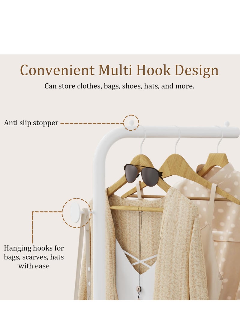 ZERIFAM ZERIFAM Hanger Rack - 170cm Coat Rack, Cloth Hanger Stand With Three Hooks, Clothing Rack With Natural Marble Base, Modern Coat Stand For Entryway, Living Room, Bedroom, Office. (White) - Image 4