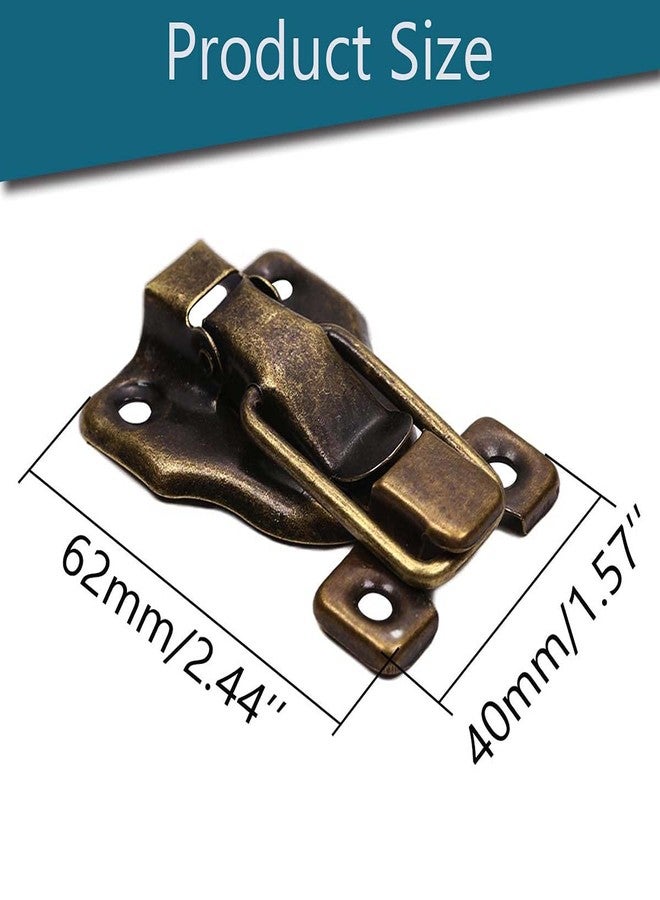 Yinpecly قفل Yinpecly ذو مزلاج تبديل، 2.44 بوصة × 1.57 بوصة (طول × عرض)، مزلاج زخرفي عتيق لحقائب السفر والصناديق، برونزي، قطعة واحدة - Image 2