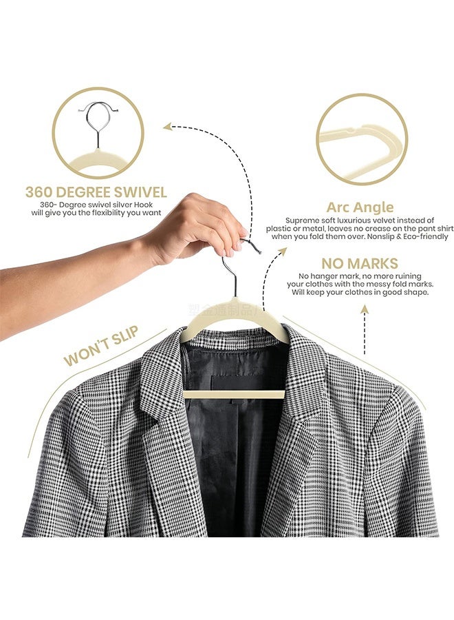 50-Pieces Non-Slip Velvet Cloth Hanger Set Beige Suitable For Clothing Store Display and Home Storage - Image 5