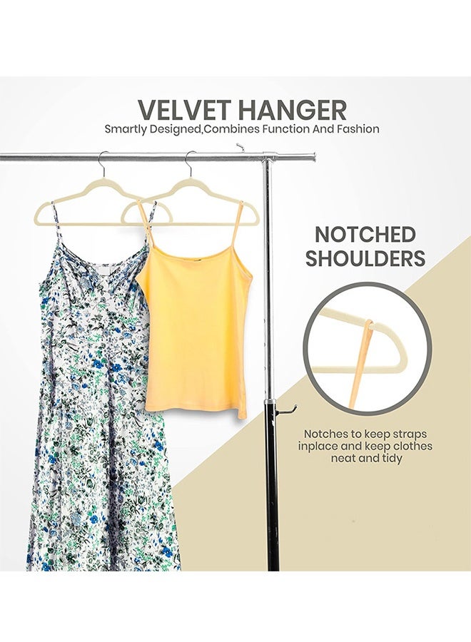50-Pieces Non-Slip Velvet Cloth Hanger Set Beige Suitable For Clothing Store Display and Home Storage - Image 4