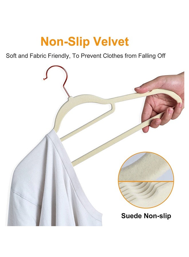 50-Pieces Non-Slip Velvet Cloth Hanger Set Beige Suitable For Clothing Store Display and Home Storage - Image 3