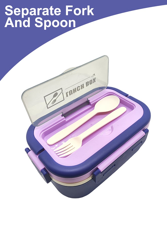 Noon East Lunch Box, 1650ml, Portable, Leak Proof wity Clips Lock, Handle and Cutlery Set - Purple  - Image 3