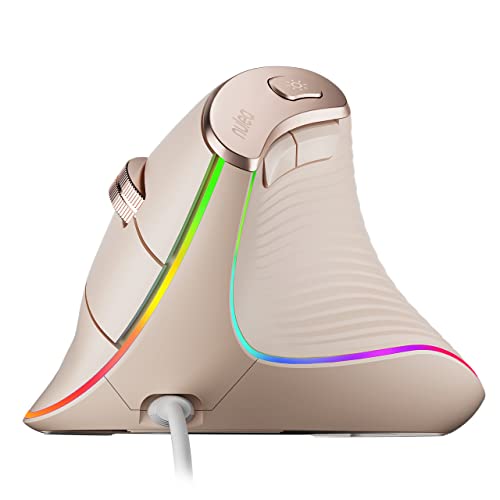 Nulea M504 Wired Vertical Mouse, USB Ergonomic Optical Mouse with 4 Adjustable DPI, 11 RGB Backlight Modes, Compatible for Laptop, PC, Desktop, Mac, Pink - Image 1