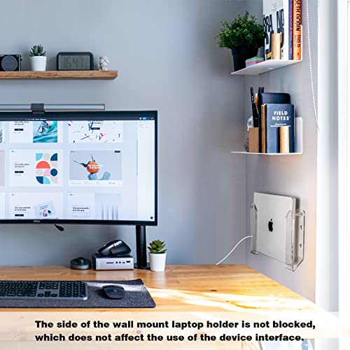SIPRDE Wall Mount Laptop Holder - Also Available as an Under Desk Laptop Mount, Clear Acrylic, with Adhesive & Screw, for Macbooks, Surface, Keyboards, Switch, Tablets & More - Image 5