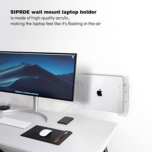 SIPRDE Wall Mount Laptop Holder - Also Available as an Under Desk Laptop Mount, Clear Acrylic, with Adhesive & Screw, for Macbooks, Surface, Keyboards, Switch, Tablets & More - Image 2