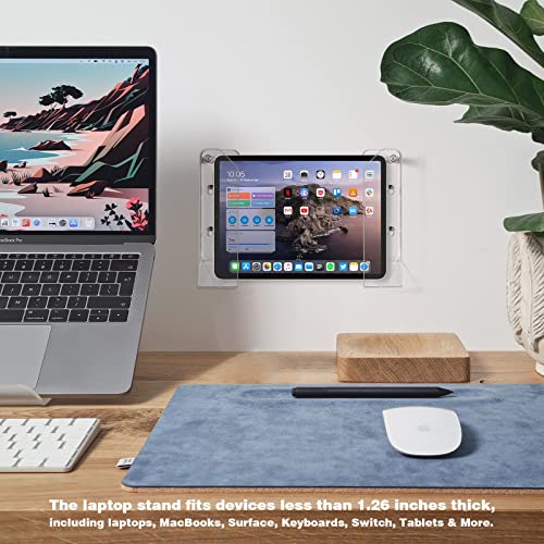 SIPRDE Wall Mount Laptop Holder - Also Available as an Under Desk Laptop Mount, Clear Acrylic, with Adhesive & Screw, for Macbooks, Surface, Keyboards, Switch, Tablets & More - Image 4