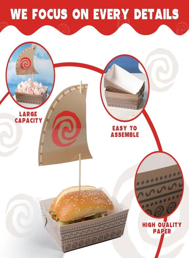 CORODER Hawaii Luau Theme Party Decorations Set, Disposable Paper Food Serving Tray Boats Tray for Concession Food, Condiment, Carnivals, Tropical Aloha Party Supplies - Image 2