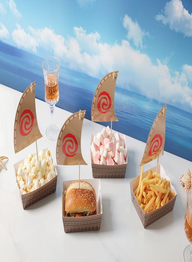 CORODER Hawaii Luau Theme Party Decorations Set, Disposable Paper Food Serving Tray Boats Tray for Concession Food, Condiment, Carnivals, Tropical Aloha Party Supplies - Image 3