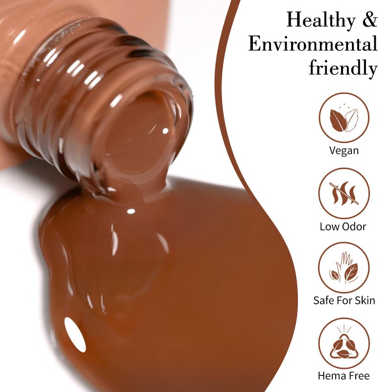 CANNI Brown Gel Nail Polish, 1Pcs Caramel Coffee Brown Color High Gloss Soak Off UV Nail Polish Gel Manicure Salon DIY - Image 2