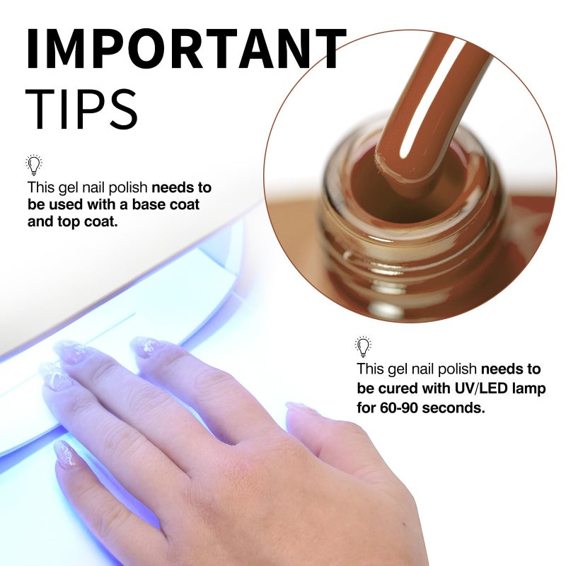 CANNI Brown Gel Nail Polish, 1Pcs Caramel Coffee Brown Color High Gloss Soak Off UV Nail Polish Gel Manicure Salon DIY - Image 4