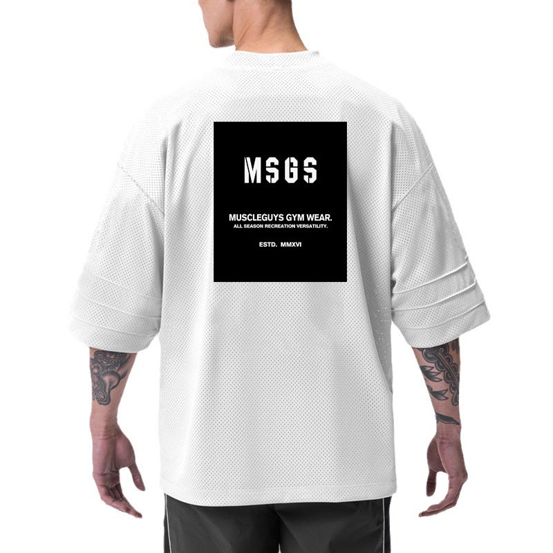 Fitness Short Sleeve T-Shirt American Loose Plus Size Men'S And Women'S Summer Basketball Sports Half Sleeve Half Sleeve Half Sleeve Heavy Muscle Men - Image 1