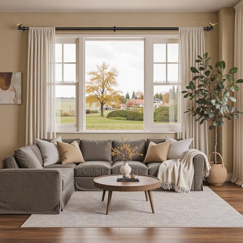 KVEEO Bird Curtain Rod 18-45 Inch Black Curtain Rod with Gold Bird Finials Adjustable Heavy Duty Vintage Drapery Rod for Kitchen Window Living Room Bedroom - Image 5