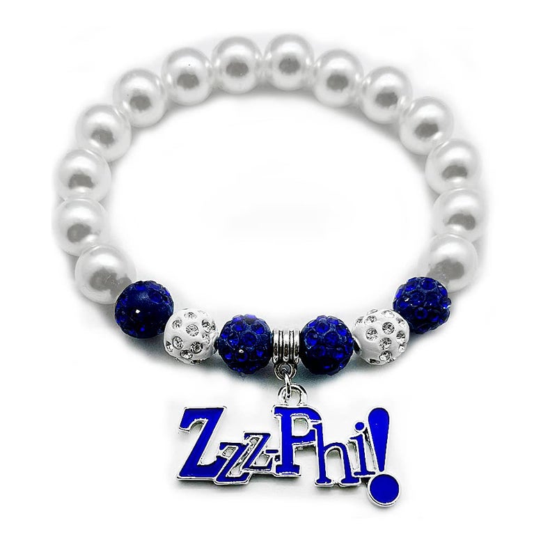 muiot Fashion Greek sorority female pearl bracelet ZETA ZPB symbol enamel metal ZZZPHI pendant jewelry bangle - Image 1